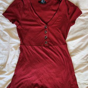forever 21 short sleeve dark red dress